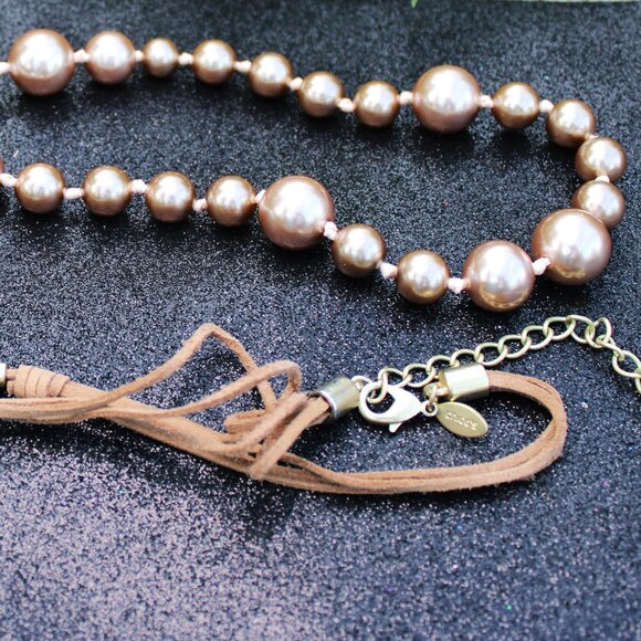 Chico's Faux Rose Gold Pearl Necklace - Picture 3 of 9